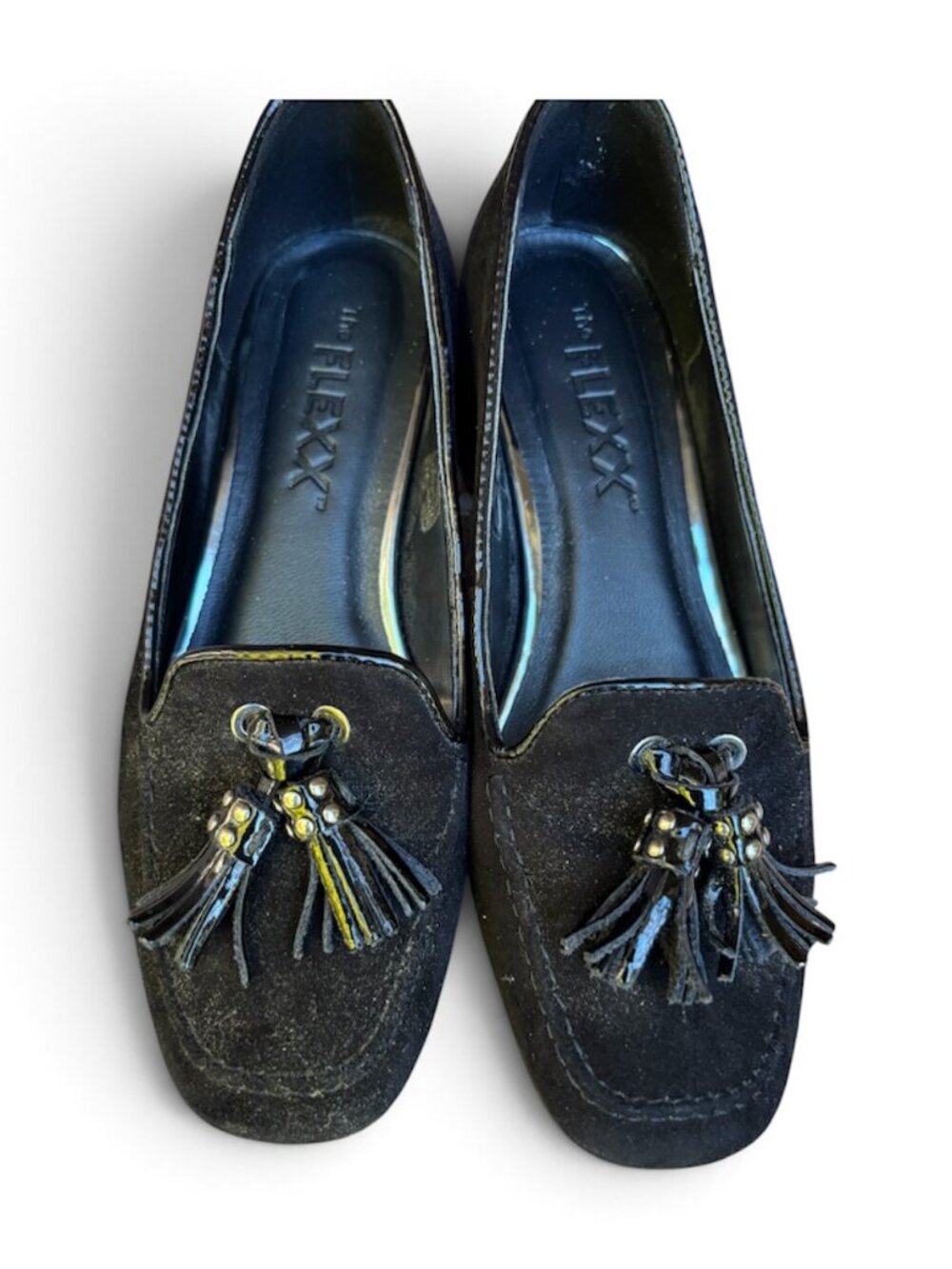 Anne Klein Flex Black Suede Loafers sz 6 1/2